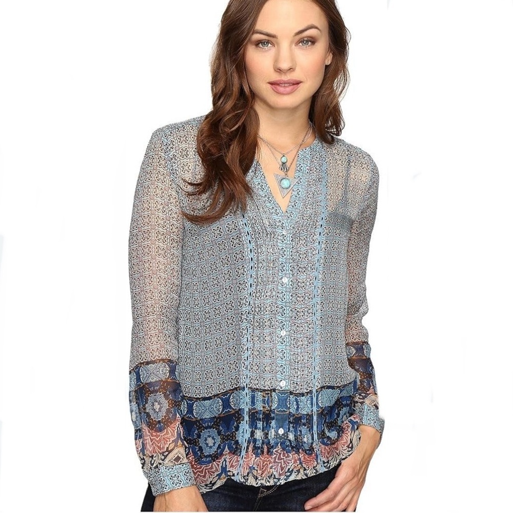 Lucky Brand Bohemian Print Women's Top - Blue and Orange
